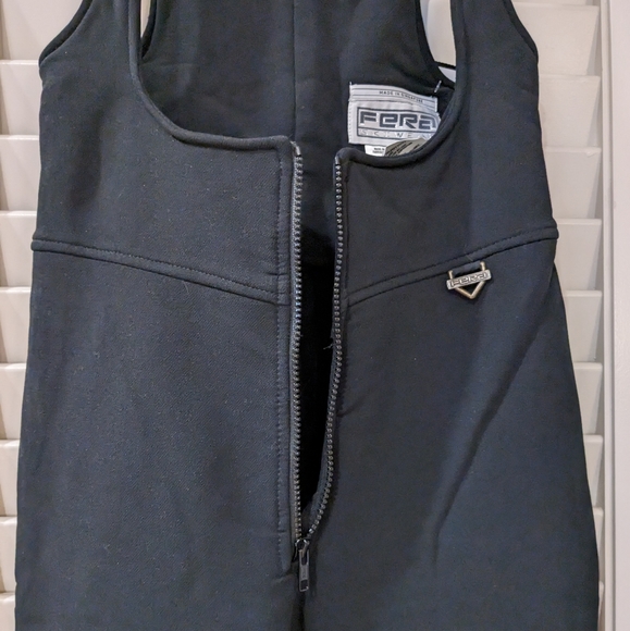 Vintage Fera Black Wool Blend Compression Ski/Snow Bib with Heel Straps (S: 10L) - Picture 3 of 7